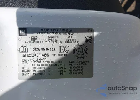 2013 GMC Sierra 2500Hd Denali из США, поврежденный, VIN 1GT125E8XDF144667